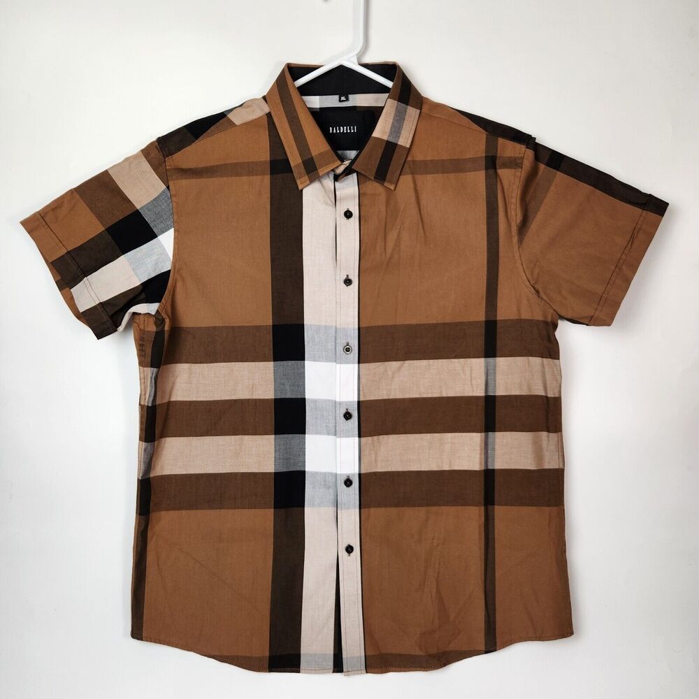 Baldelli Shirt Mens XL Windowpane Tartan Plaid Western‎ Southwestern Rodeo Work